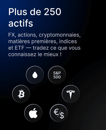 250+ assets. FX, stocks, crypto, commodities, indices, and ETFs — trade what you know best!